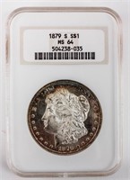 Coin 1879-S Morgan Silver Dollar NGC MS64