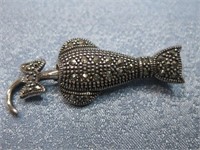 Sterling Silver Marcasite Cat Pin/Brooch