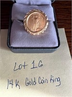 14k Gold Coin Ring