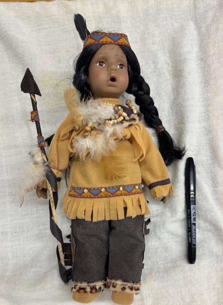 Vintage Porcelain Navajo Little Warrior Doll