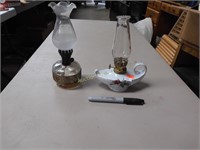 Two, Small Vintage Oil Lamps