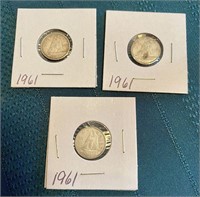 3 X 1961 TEN CENT