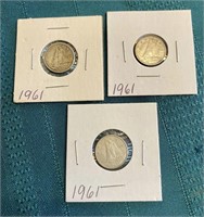 3 X 1961 TEN CENT