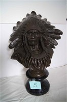 Native American Chief Bronze Sculpture on Marble