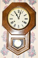 Maple cased 31 day regulator style wall clock