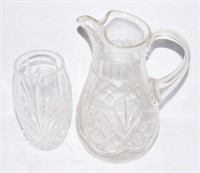 Lead crystal vase 8” and lead crystal handled