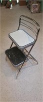 Vintage metal frame folding step ladder / stool