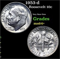 1953-d Roosevelt Dime 10c Grades Choice+ Unc