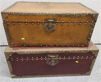 2 Painted Lacquer Trunks Brass Tacked