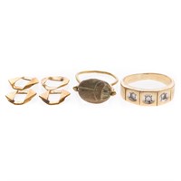 A Gentleman's Diamond Band & Scarab Ring