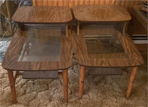 Mid Century 2 Tier Side Tables, 28” x 19” x 20”