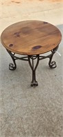 Iron Base Solid Wood Table 22-1/4" Tall, 25" Round