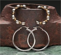 Sterling Silver Hoop Earrings (2) 18.25g