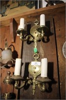 Pair Of Original Brass Wall Scones (Light Fixtures