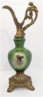 Victorian Green Porcelain Cast Iron Decorative Urn