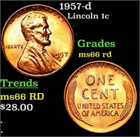 1957-d Lincoln Cent 1c Grades GEM+ Unc RD