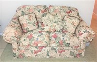 Floral Overstuffed Upholstered Love Seat