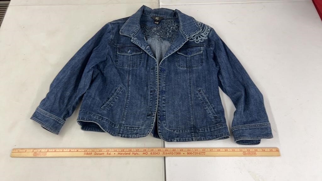 iOS, denim embroidered jacket size LP