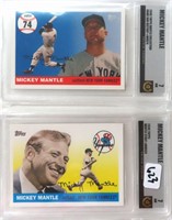 (2) Mickey Mantle Golden Graded 9 Topps Cards