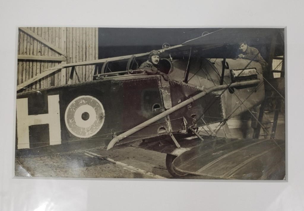 3 FRAMED ANTIQUE PHOTOS MILITARY- AVIATION