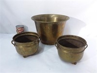 3 pot à fleur en laiton - Brass flower pots