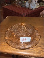 PINK DEPRESSION GLASS BUTTER DISH