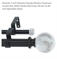 NEW 48" - 84" Double Curtain Rod w/ White Marble