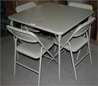 FOLDING CARD TABLE WITH FOUR PADDED CHAIRS