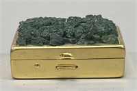 Rough Cut Jade Top Brass Pill Box