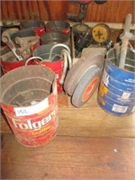 Hole saws and cans of misc nails, bolts, misc