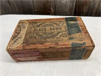 BLACK HAWK INDIAN WOOD CIGAR BOX IOWA