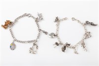 (2) STERLING CHARM BRACELETS