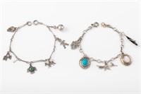 (2) STERLING SOUTHWEST THEME CHARM BRACELETS