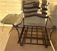 Metal Patio Chair (needs cushion) & End Table