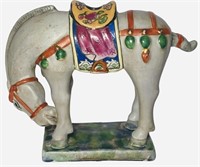Chinese Glazed Ceramic Horse Candleholder