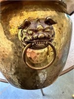 Chinese Brass Vase with Foo Dog Accents