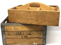 Vintage Lucerne Wooden Milk Crate/ Tool Crate