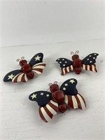 Patriotic Butterfly Jingle Bell Ornaments