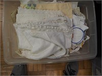 Container of linens, some vintage including