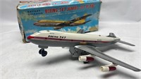 Vintage Tin Battery Op Boeing 747 Airplane Toy in