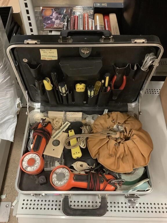 Telephone repairman tech case with contents