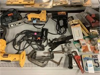 Metal plates, assorted tools. DeWalt, wagner,