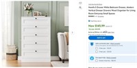 E9630 5 Drawer White Bedroom Vertical Dresser