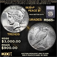 ***Auction Highlight*** 1935-p Peace Dollar 1 Grad