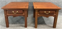Pair Cherry Finish 1 Drawer End Tables