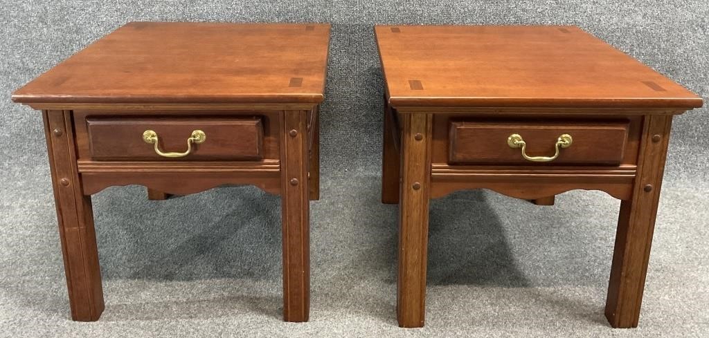 Pair Cherry Finish 1 Drawer End Tables