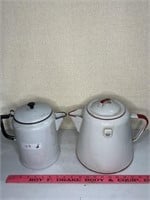 (2) Vintage Enamelware Coffee Pots