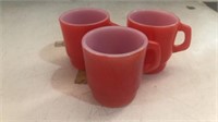 3 red Anchor Hocking cups