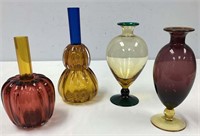 Four Hand-Blown Art Glass Vases