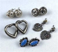 (5) Pairs 925 Silver Vintage Post Earrings